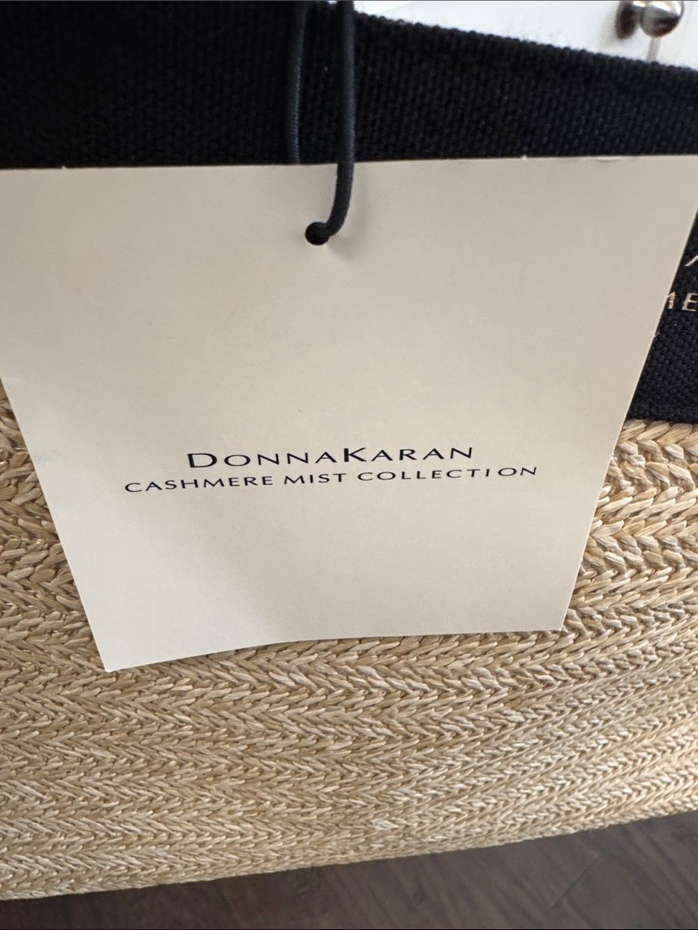 Donna Karan Black and Natural Straw Tote with Bamboo Handle - Picture 4 of 7